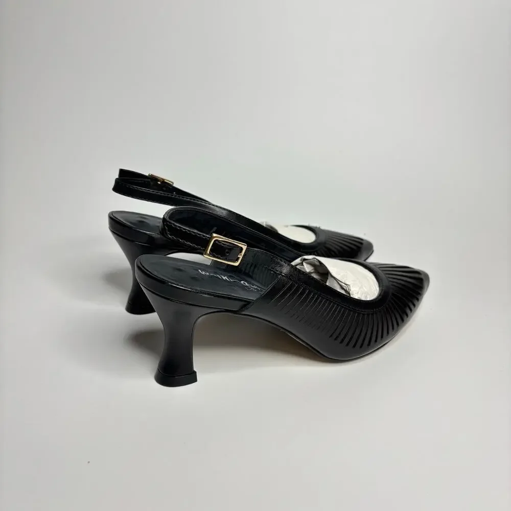 Walking Cradles Sawyer Leather Slingback Pumps in Black